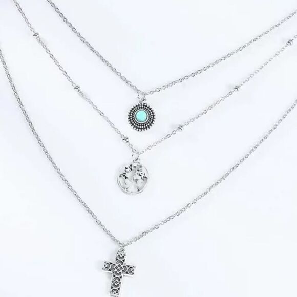 Bohemian Chic Silver Plated Layered Necklace - Vintage Inspiration - Picture 3 of 13